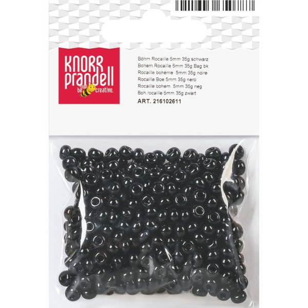 Bohemiska rocaillep�rlor 5 mm, 35 g, svart