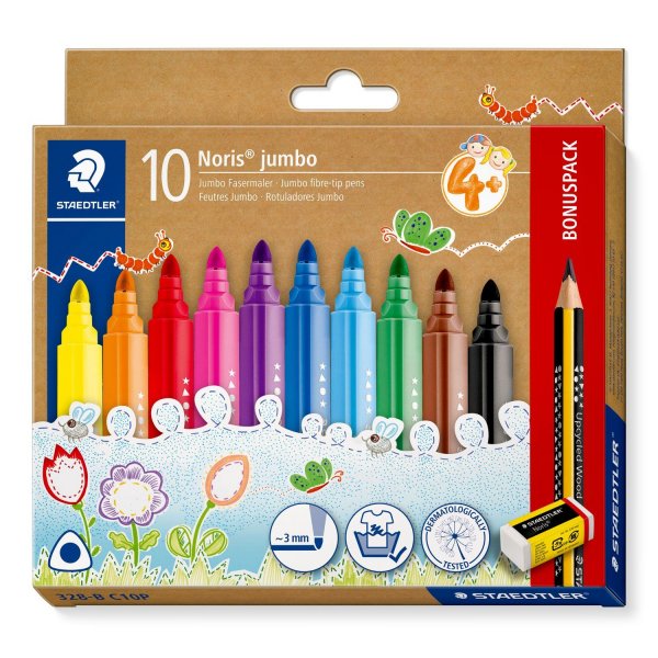 Noris Jumbo tuschpenne assorterede farver - 10-pak