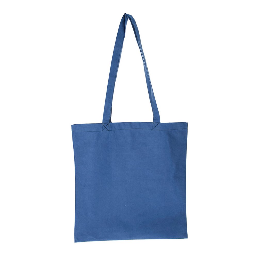 Bomuldspose med lang Bærehank 38x42 cm - Denimblå - Tekstilartikler, Dekorationsrammer, Hobbymateriale, Håndværk