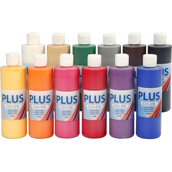 Plus Color Hobbyfärg - standardfärger - 12 x 250 ml Plus Color Hobbyfärg - standardfärger - 12 x 250 ml