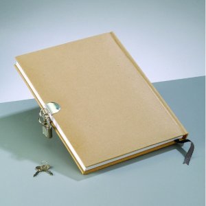 Dagbok 21 x 16 cm - brun 70 ark med lås