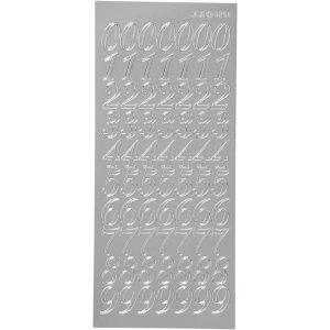 Klisterm�rker med tal 10x23 cm s�lv - 1 ark