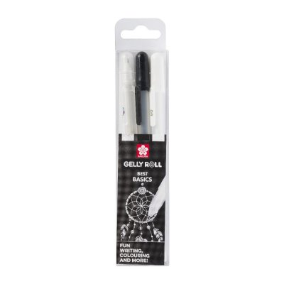 Gelpenner Sakura Gelly Roll - 3 penner (svart, hvit, klar)