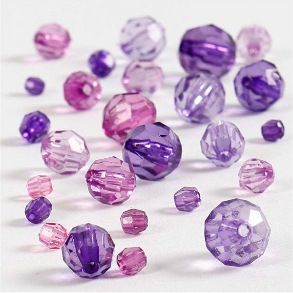 Harmoni facetterade plastpärlor - mixade - lila - 45 g Harmoni facetterade plastpärlor - mixade - lila - 45 g