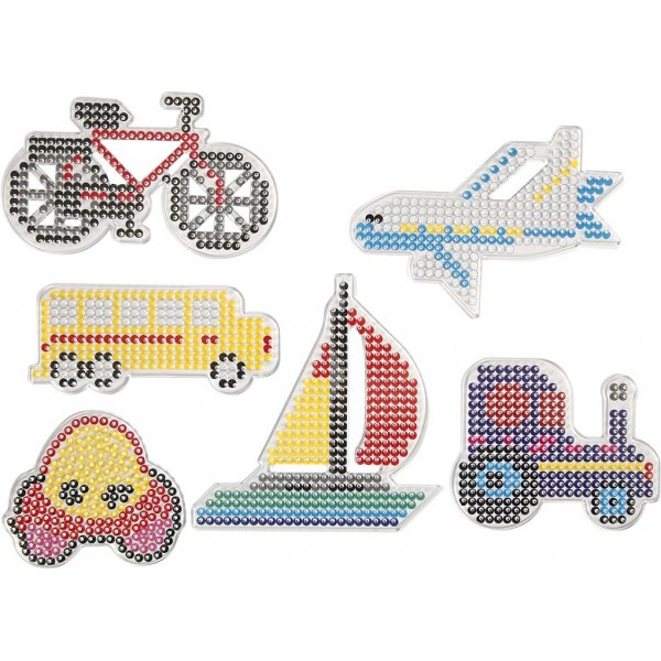 Pärlplattor - bil - flygplan - båt - traktor - buss och cykel - 6 st Pärlplattor - bil - flygplan - båt - traktor - buss och cykel - 6 st