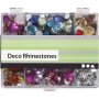 Rhinestones in box - bl - rosa - slv - rund - stjerner - hjerter - 6+7+9+10+11+12+14+16 mm - 300 stk