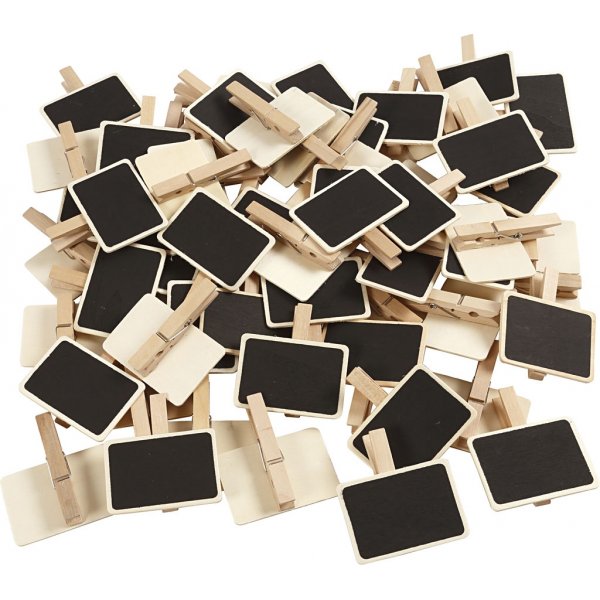 Tavle med klips - 6,8 x 4,7 cm - 100 stk Tavle med klips - 6,8 x 4,7 cm - 100 stk