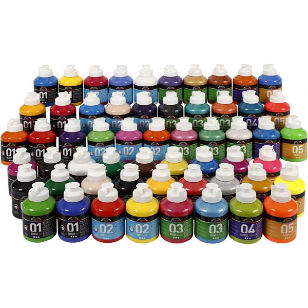 A-Color Akrylfärg - mixade färger - 57 x 500 ml A-Color Akrylfärg - mixade färger - 57 x 500 ml