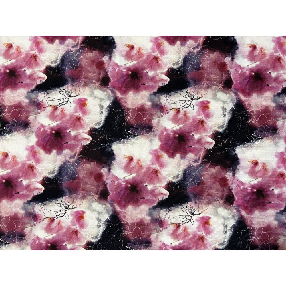 Jersey med print - Digi Mix Jabbah - Tåget Blomst - Digitalt print strik, Strikstof, Stof