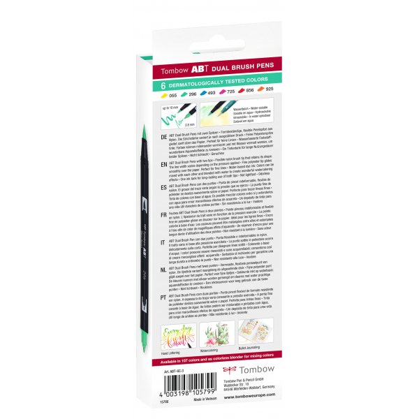 Tombow ABT Dual Brush Pen Tatoveringer 6-pak Tombow ABT Dual Brush Pen Tatoveringer 6-pak