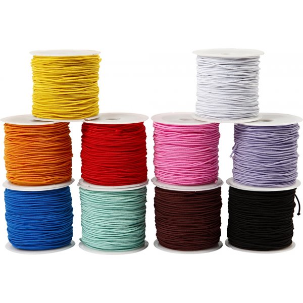 Elastiskt snöre - Ø1 mm - mixade färger - 10 x 25 m Elastiskt snöre - Ø1 mm - mixade färger - 10 x 25 m