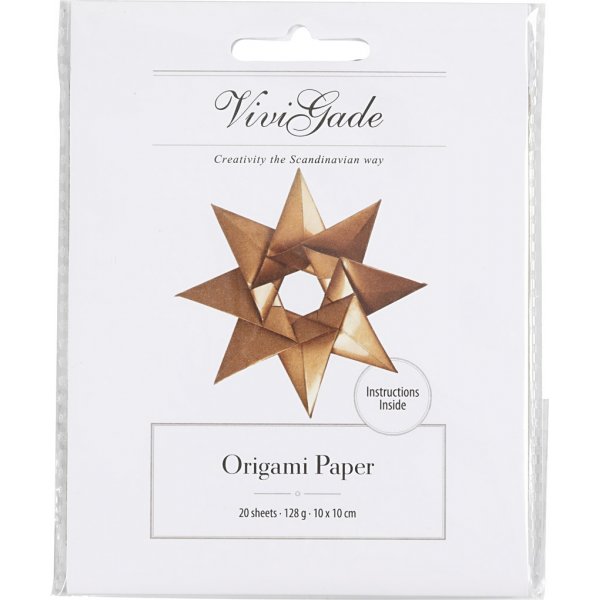 Origamipapper - guld - 10 x 10 cm - 20 ark Origamipapper - guld - 10 x 10 cm - 20 ark