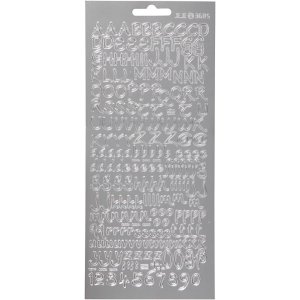 Klisterm�rker bogstaver 10x23 cm s�lv - 1 ark