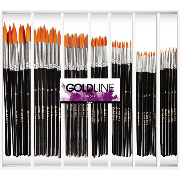 Gold Line-penslar - nr. 1+2+4+8+12+18+22 - runda - 7 x 12 st Gold Line-penslar - nr. 1+2+4+8+12+18+22 - runda - 7 x 12 st