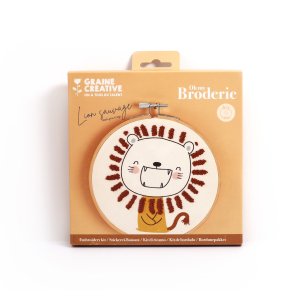Broderikit med lejon, Ø 15 cm Broderikit med lejon, Ø 15 cm