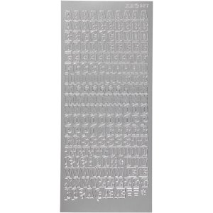 Klisterm�rker bogstaver 10x23 cm s�lv - 1 ark