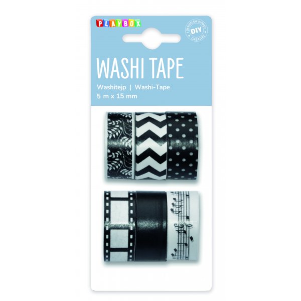 Washitape 6-pack svart