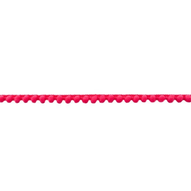 Dekorbånd - Pom Pom - Mini - Fuchsia - Kuglefrynse, Snor, Tekstilbånd & snor