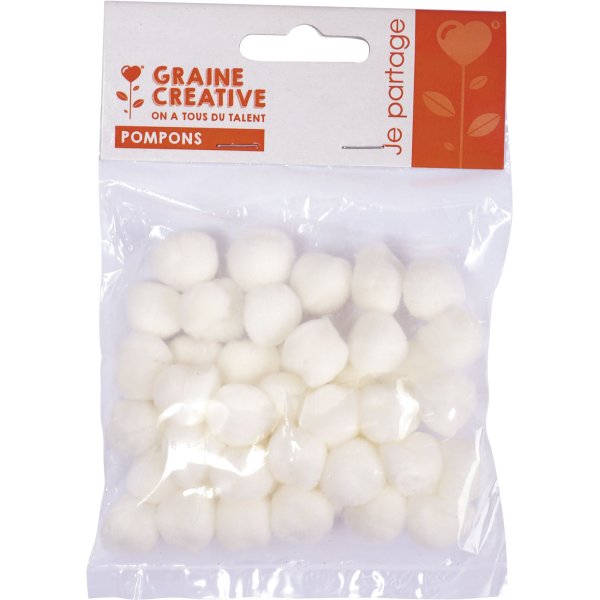 Pomponer 15 mm vita, 45-pack Pomponer 15 mm vita, 45-pack