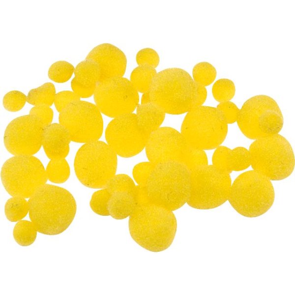 Pomponer i olika storlekar, gula, 100-pack