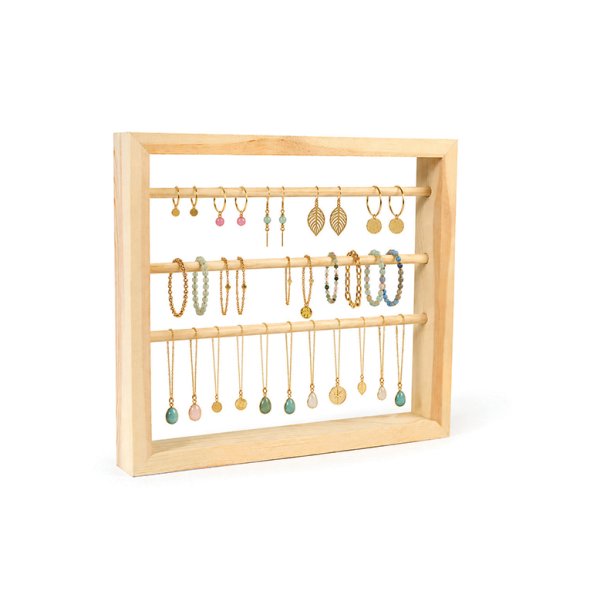 Smyckesh�llare i furu med 2 st�nger 30 x 25 cm