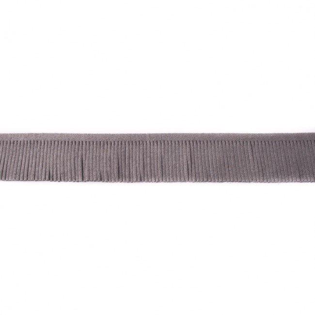 Bort/kantbånd med frynser - Ruskind - 3 cm - Mørkegrå - Rand, Bånd & dekorationsbånd, Tekstilbånd & snor