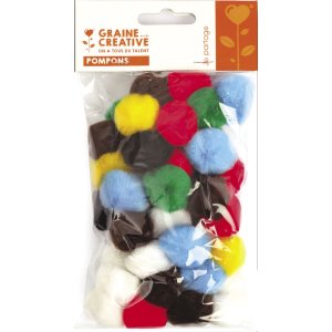 Pomponer i blandade färger, 25 mm, 50-pack Pomponer i blandade färger, 25 mm, 50-pack