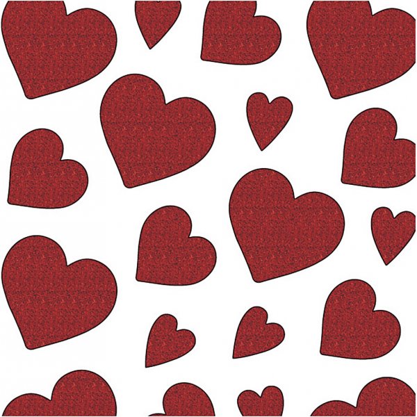 Glitterstickers - röd - hjärtan - 2 ark Glitterstickers - röd - hjärtan - 2 ark