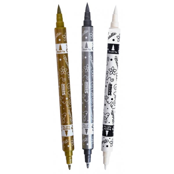 Metallic markers dubbla spetsar 3 f�rger - duo tip