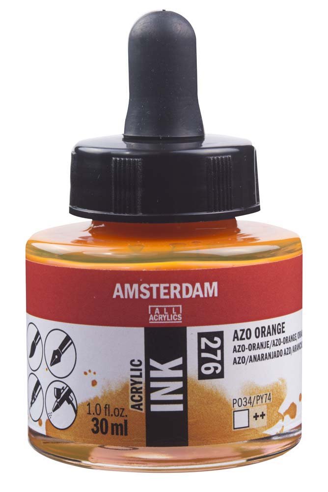 Akrylblekk Amsterdam 30 ml - Azo Orange - Tusj & blekk, Kunstnermalinger