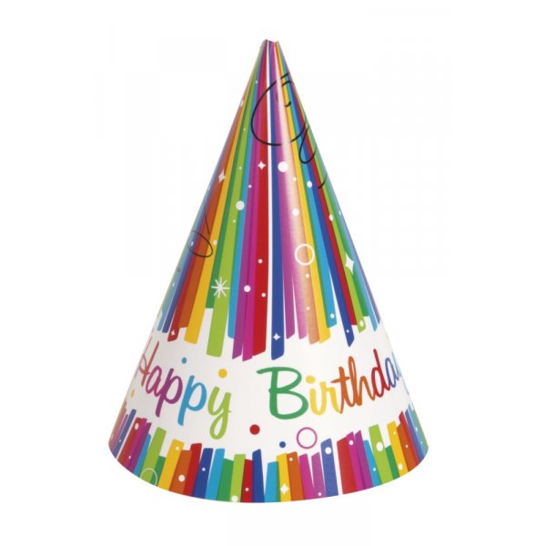 Partyhattar - Regnb�gsr�nder 8 st