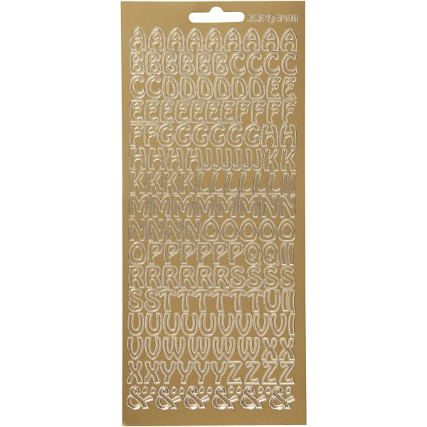 Klistermærker bogstaver 10x23 cm guld - 1 ark Klistermærker bogstaver 10x23 cm guld - 1 ark