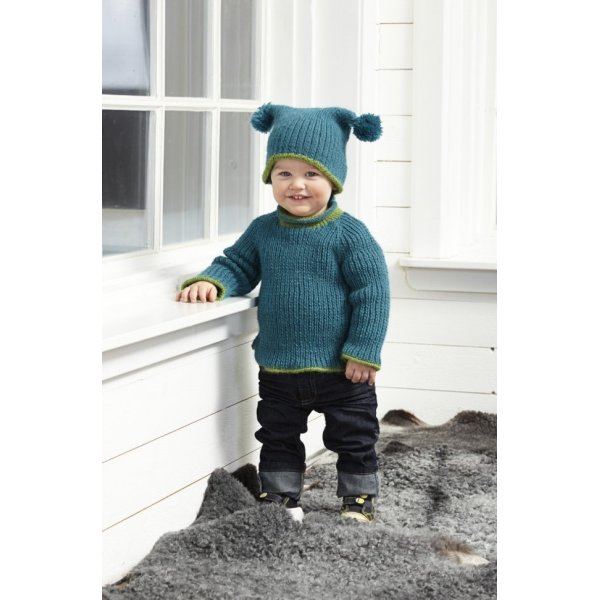 Strikkeopskrift - Ribstrikket cardigan og trje og hue