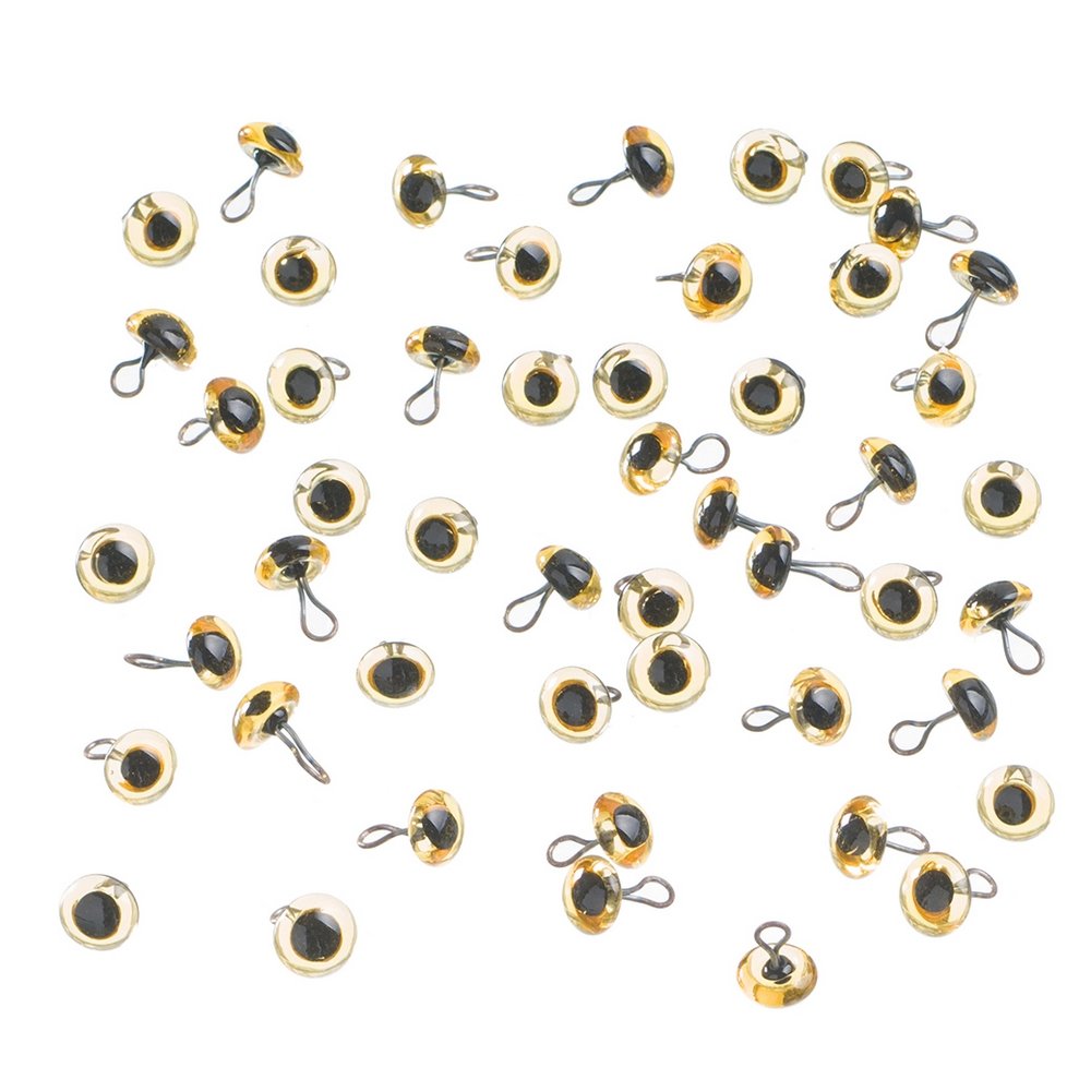 Dyreøjne Ø8 mm - Gule 50-pak - Næser & øjne, Dekorationmateriale, Hobbymateriale, Håndværk