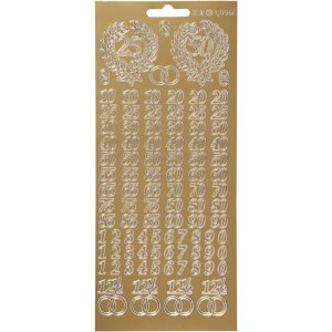 Klisterm�rker jubil�um 10x23 cm guld - 1 ark