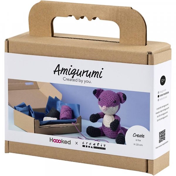 DIY kit amigurumi r�v sort og blomme - 1 pakke.