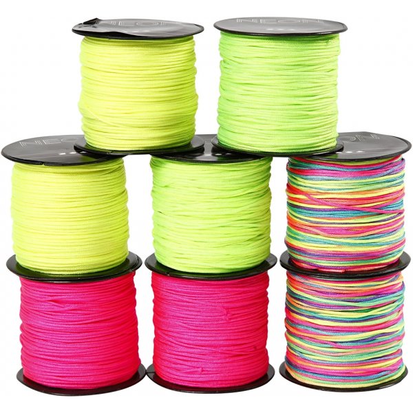 Knytsnöre - neongrön - neonrosa - neongul - neonmix - 8 x 28 m Knytsnöre - neongrön - neonrosa - neongul - neonmix - 8 x 28 m