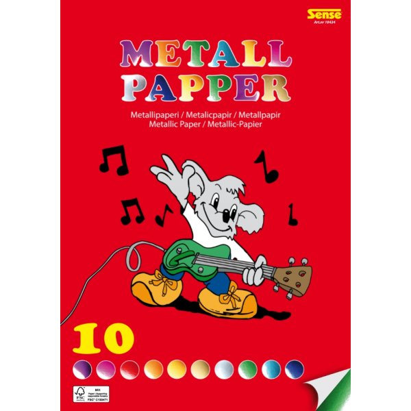 Metalliskt papper A4 10 f�rger - FSC certifierat