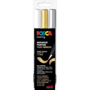 Posca Corner PCF-350-3 - Guld, silver & vit