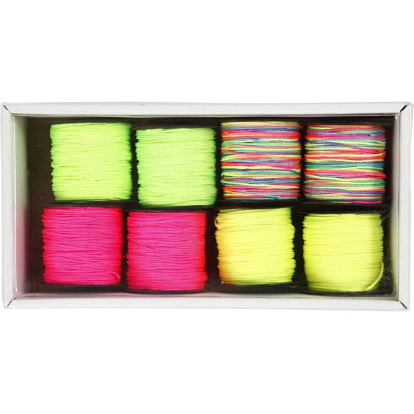 Knytsnöre - neongrön - neonrosa - neongul - neonmix - 8 x 28 m Knytsnöre - neongrön - neonrosa - neongul - neonmix - 8 x 28 m