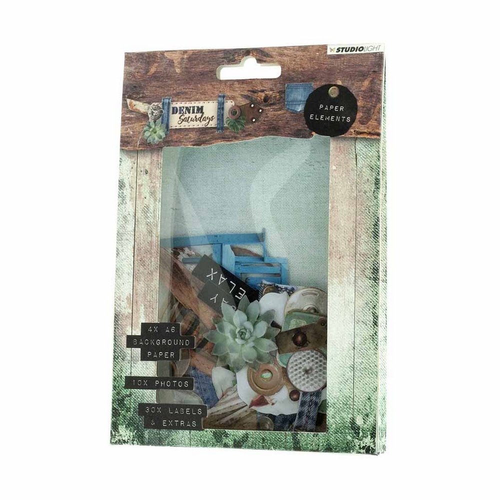 Designpapir Punched Jeans Saturday A6 44 dele - Kombination 646 - Design & motivark, Scrapbooking, Håndværk