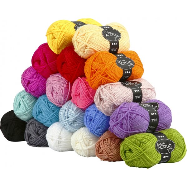 Fantasia Akrylgarn - mixade färger 20 x 50 g Fantasia Akrylgarn - mixade färger 20 x 50 g