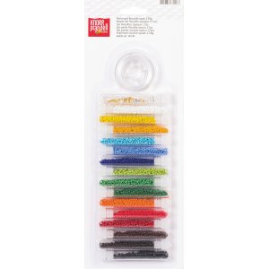 Set med opaka rocaillep�rlor, 17 delar
