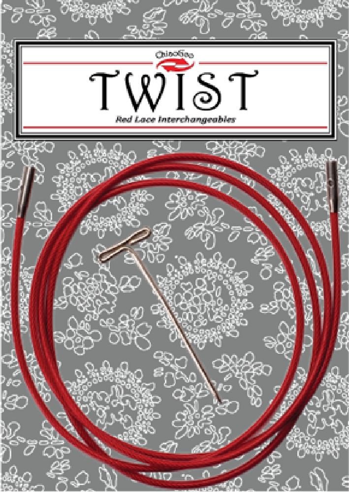 Hukommelsesfri Kabel Twist Rød 125 cm - Kabelpinde, Strikketilbehør, Strikning, Strikke, hækle, knytte og væve