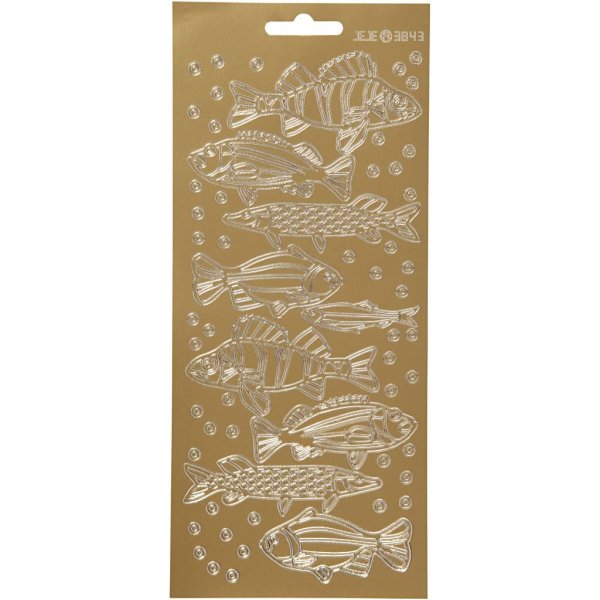 Klistermærker fisk 10x23 cm Guld - 1 ark Klistermærker fisk 10x23 cm Guld - 1 ark