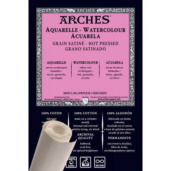 Akvarellpapper Varmpressad Rulle Arches 356g - 9m x 130 cm