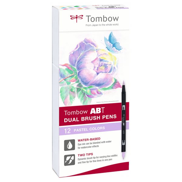 Tombow ABT dobbeltpensel pastelpen 12-pak Tombow ABT dobbeltpensel pastelpen 12-pak