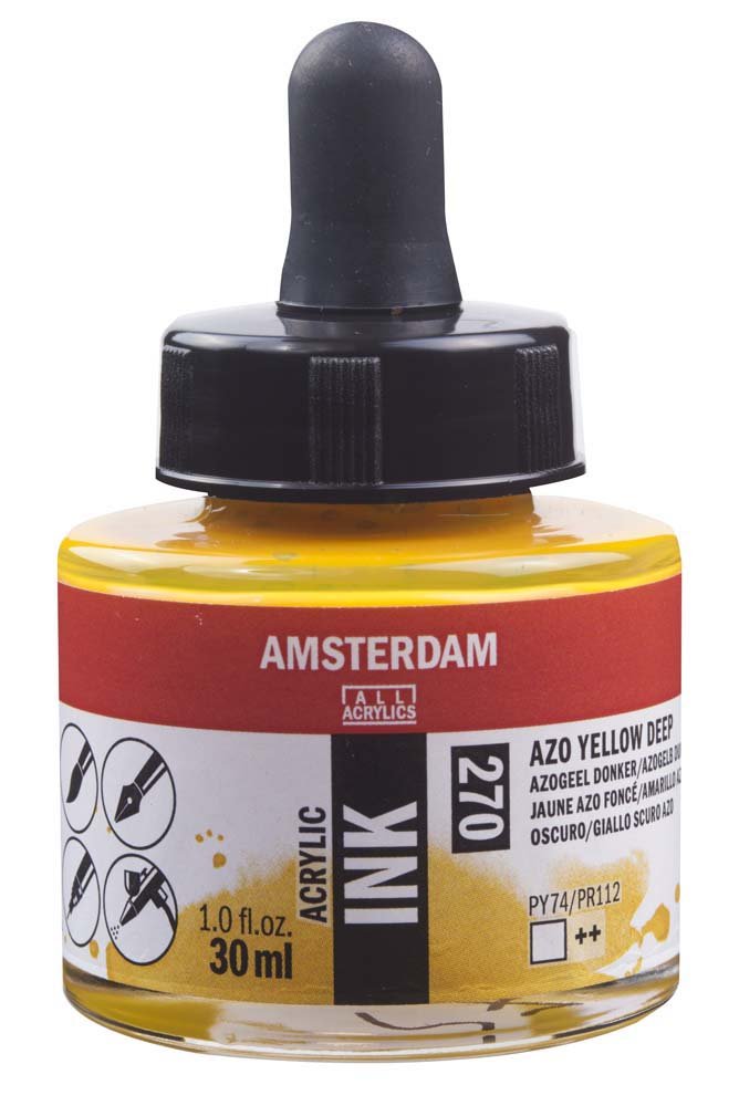 Akryltusch Amsterdam 30 ml - Azo Yellow Deep - Tusch & Blæk, Kunstnerfarver