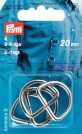 D-ringe 20 mm Sølvfarve 4-pak - Spænder, Knapper & fastgørelsesmidler, Sytilbehør