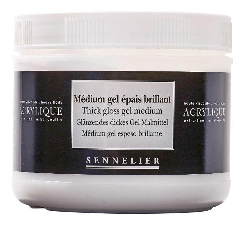 Akrylmedium Sennelier 500 Ml - Thick Gloss Gel Medium - Akrylmedier, Malermedium, Fernis og kunstner medier til kunstmaling